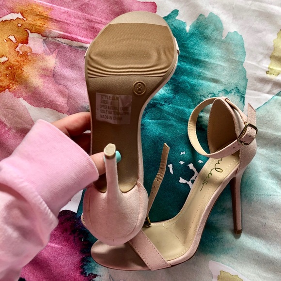 Lulus Blush Suede Ankle Strap Heels - Picture 3 of 3